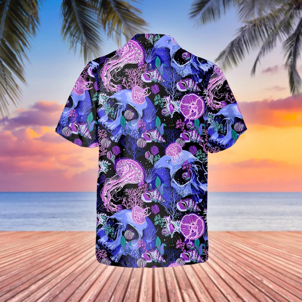 Purple Jellyfish Skull Hawaiian Shirt, Hawaiian Button Up Shirt, Tropical Shirts For Men – Best Clothing For You