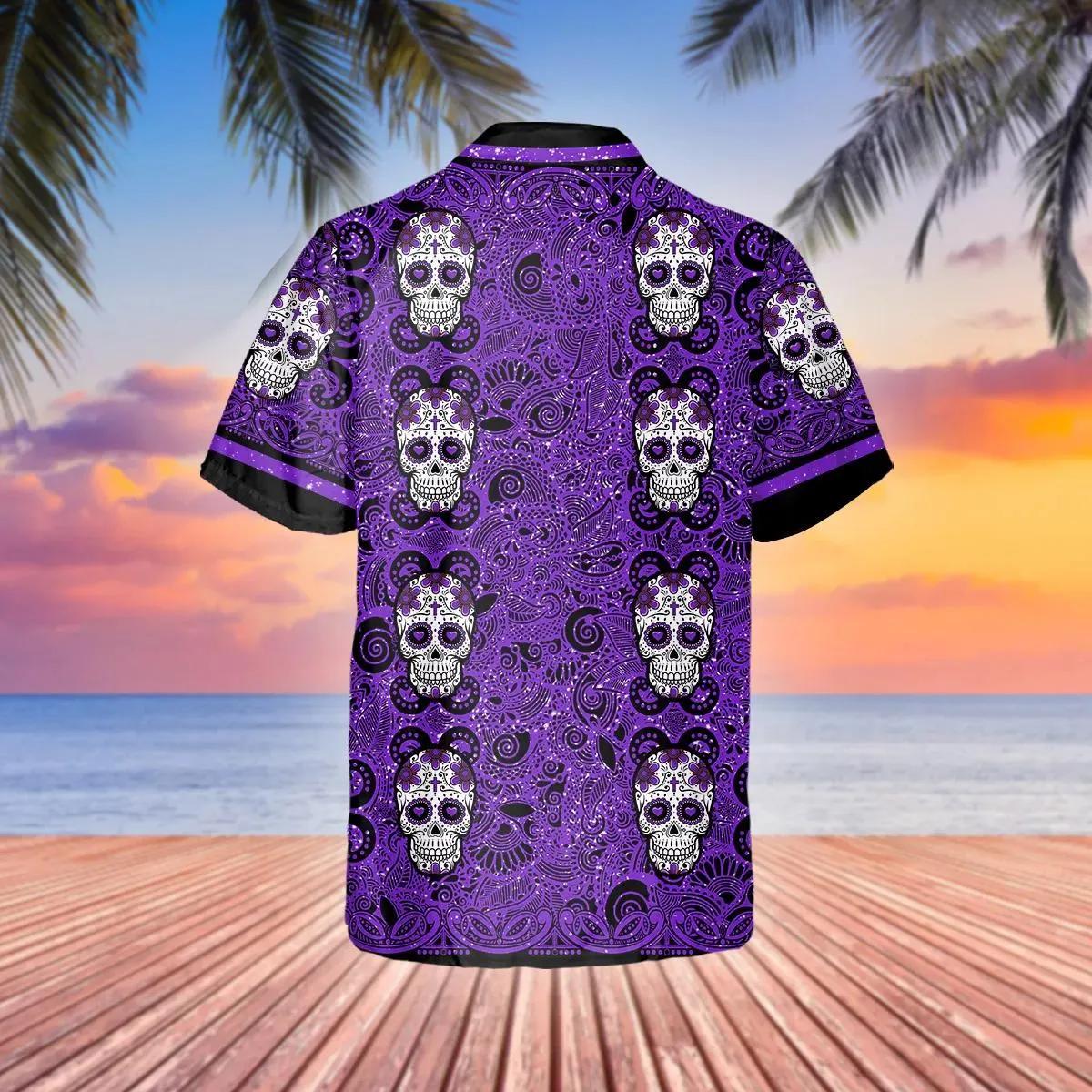 Purple Pattern Color Skull Hawaiian Shirt – Best Clothing For You