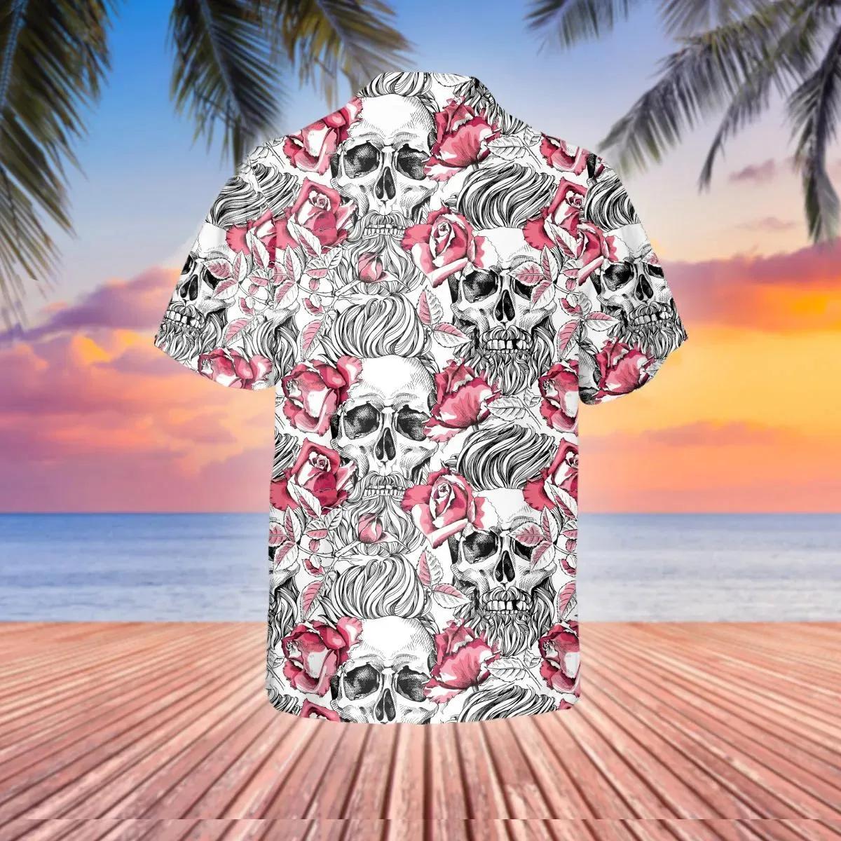 Rose Pattern Happy Summer Skull Hawaiian Shirt – Best Clothing For You