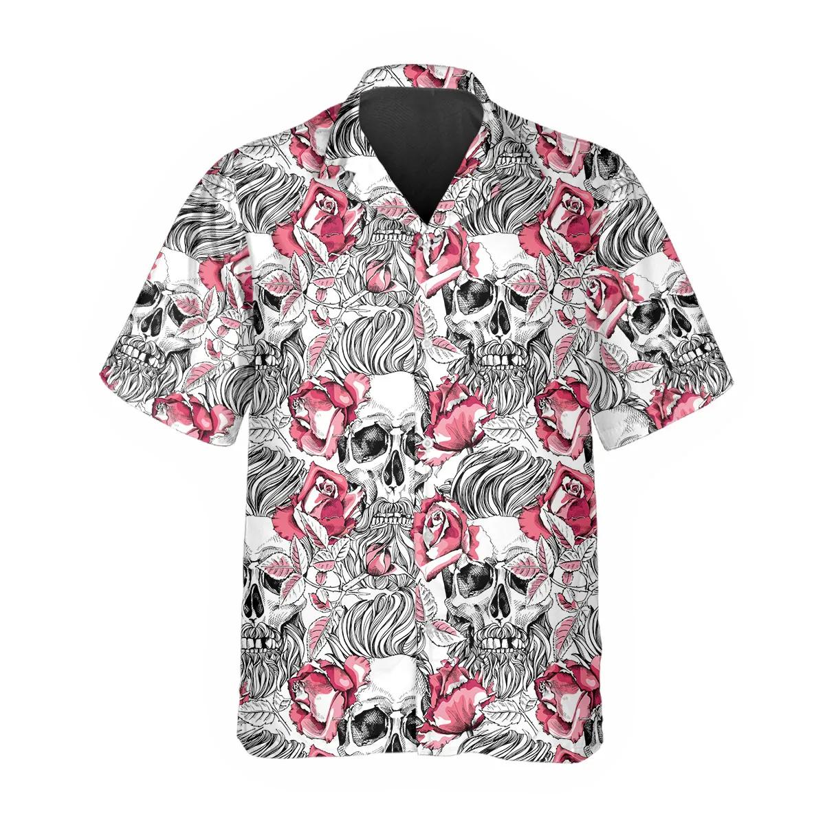 Rose Pattern Happy Summer Skull Hawaiian Shirt – Best Clothing For You