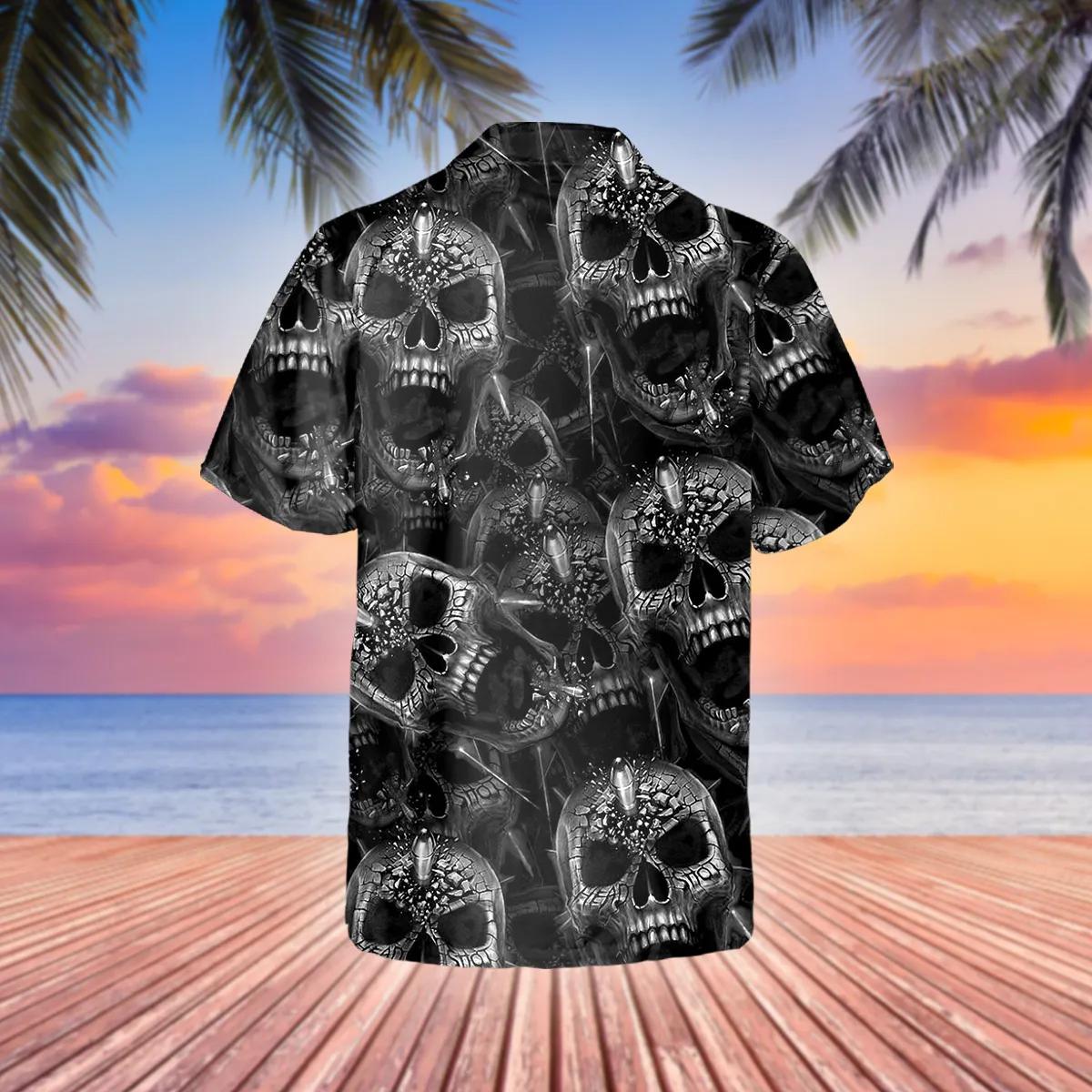 Scary Dark Skull Pile Hawaiian Shirt, Hawaiian Button Up Shirt, Tropical Shirts For Men – Best Clothing For You