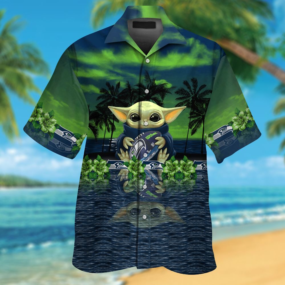 Seattle Seahawks & Baby Yoda Hawaiian Shirt Hot Trendy Summer 2024