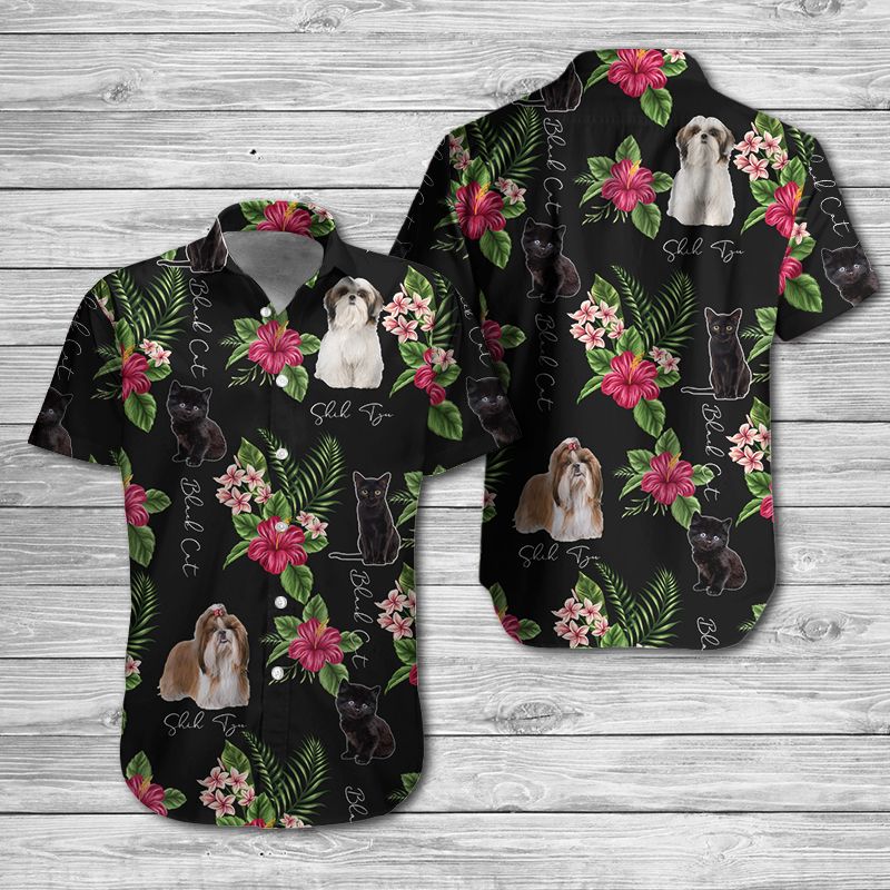 Shih Tzu Black Cat Hawaiian Shirt Hot Trendy Summer 2024