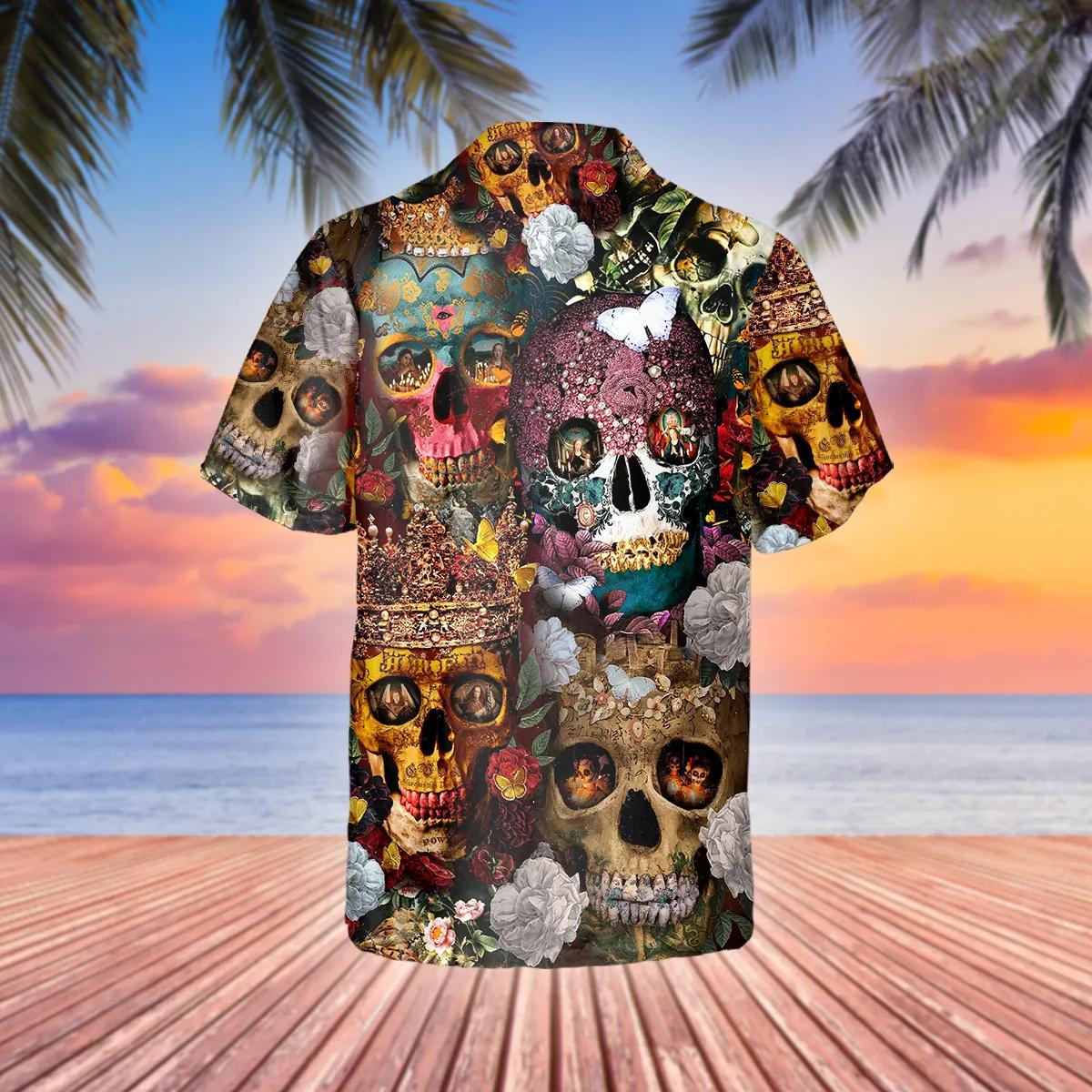 Skull With Diamond Crown Hawaiian Shirt – Best Clothing For You