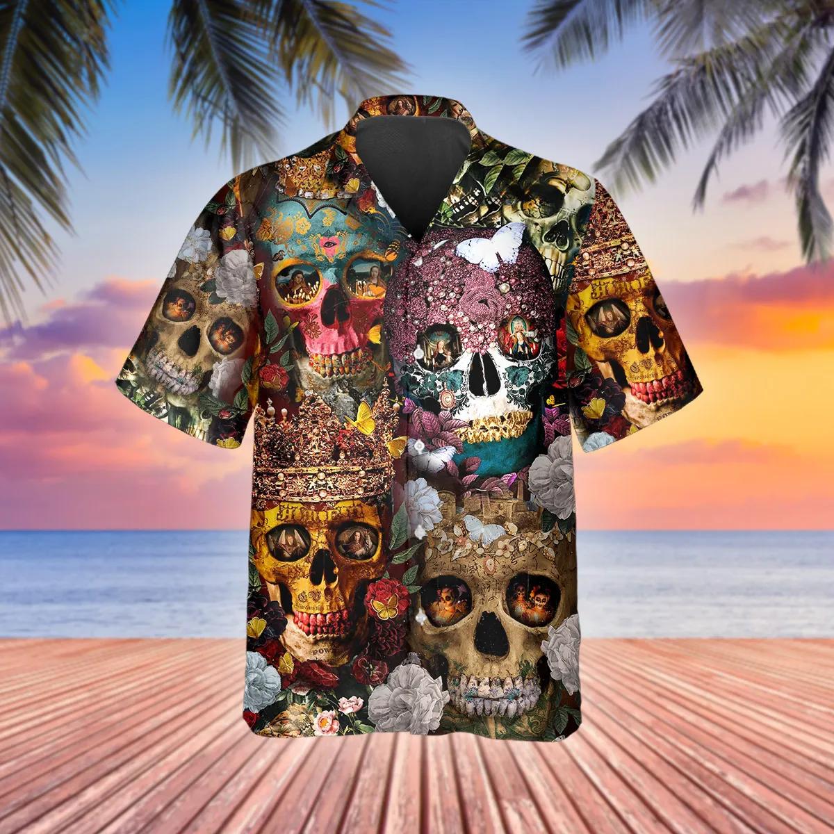 Skull With Diamond Crown Hawaiian Shirt – Best Clothing For You