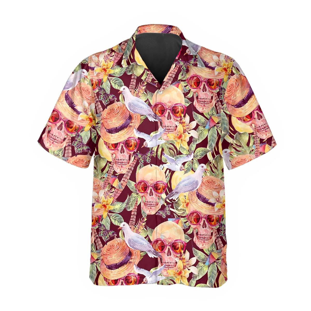 Skull With Doves Hawaiian Shirt – Best Clothing For You