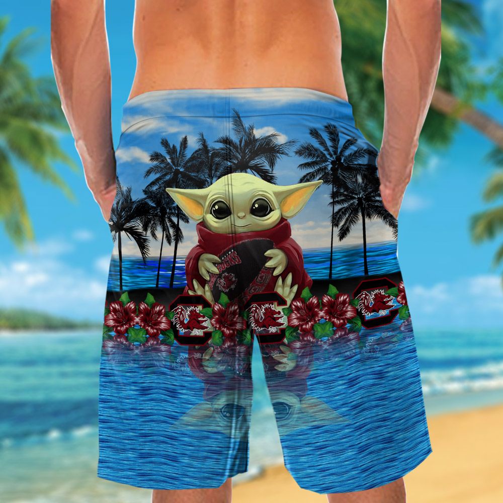 South Carolina Gamecocks & Baby Yoda Hawaiian Shirt Hot Trendy Summer 2024