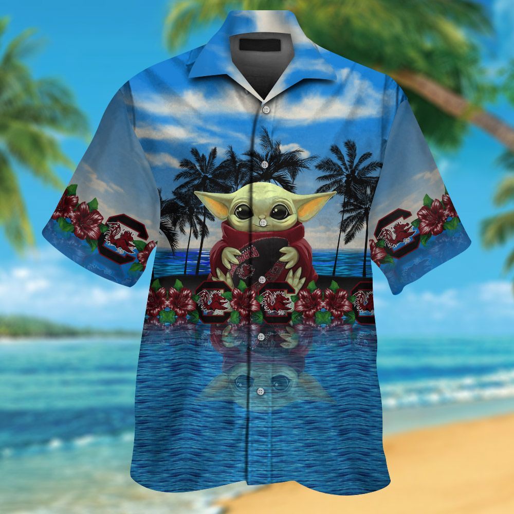 South Carolina Gamecocks & Baby Yoda Hawaiian Shirt Hot Trendy Summer 2024