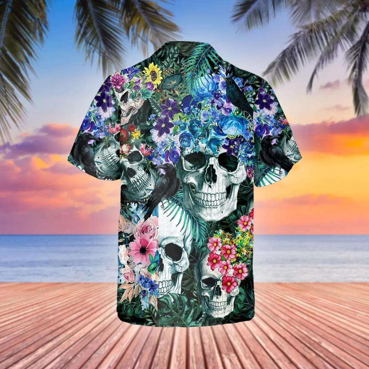 Summer Floral Skull Hawaiian Shirt – Best Clothing For You