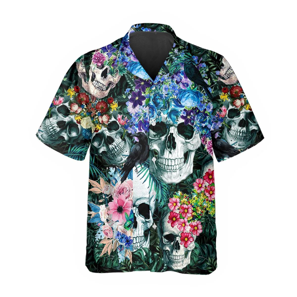 Summer Floral Skull Hawaiian Shirt – Best Clothing For You