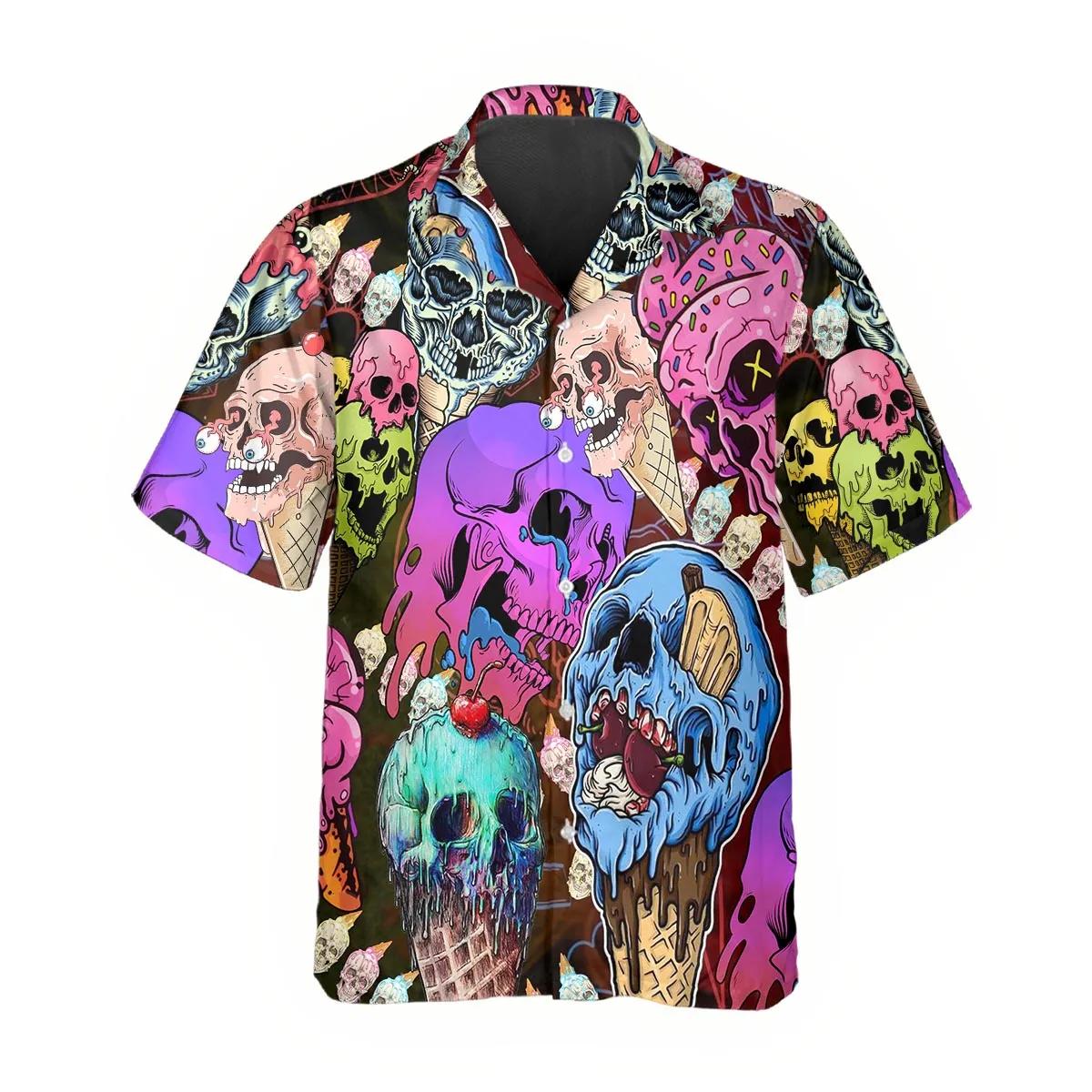 Summer Melting Ice Cream Skull Hawaiian Shirt – Best Clothing For You