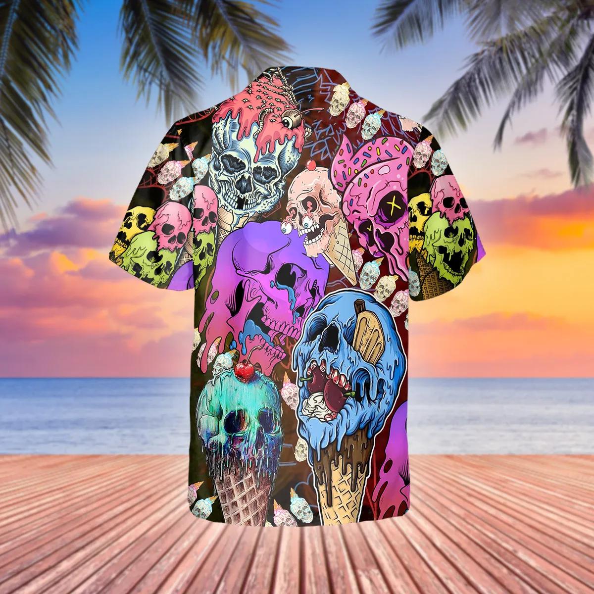 Summer Melting Ice Cream Skull Hawaiian Shirt – Best Clothing For You