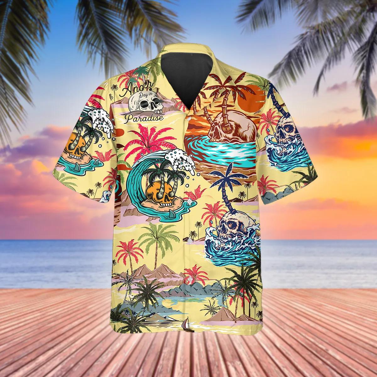 Summer Paradise Skull Hawaiian Shirt, Hawaiian Button Up Shirt, Tropical Shirts For Men – Best Clothing For You