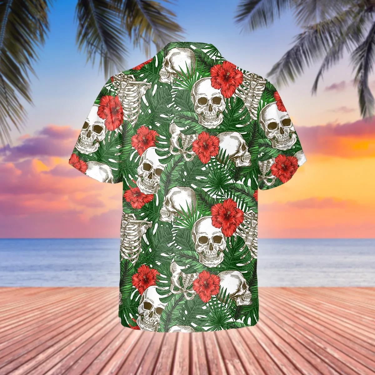 Tropical Skeleton Skull Hawaiian Shirt, Hawaiian Button Up Shirt, Tropical Shirts For Men – Best Clothing For You