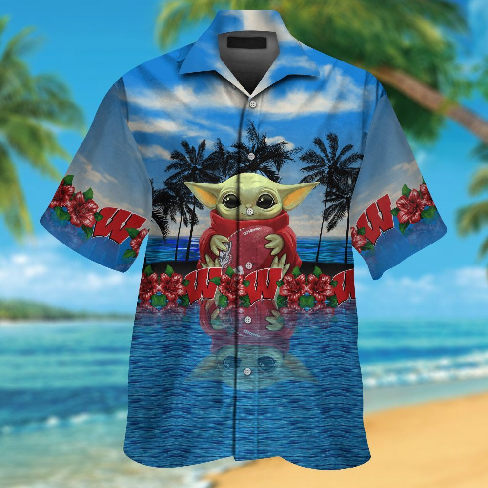 Wisconsin Badgers & Baby Yoda Hawaiian Shirt Hot Trendy Summer 2024