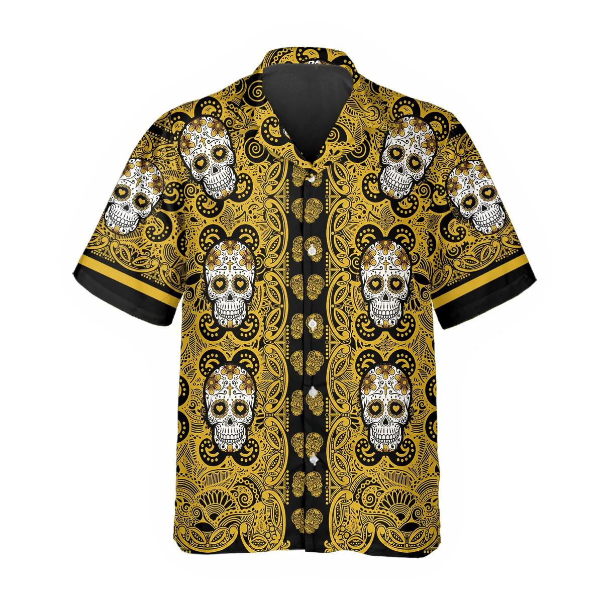 Yellow Pattern Color Skull Hawaiian Shirt – Best Clothing For You