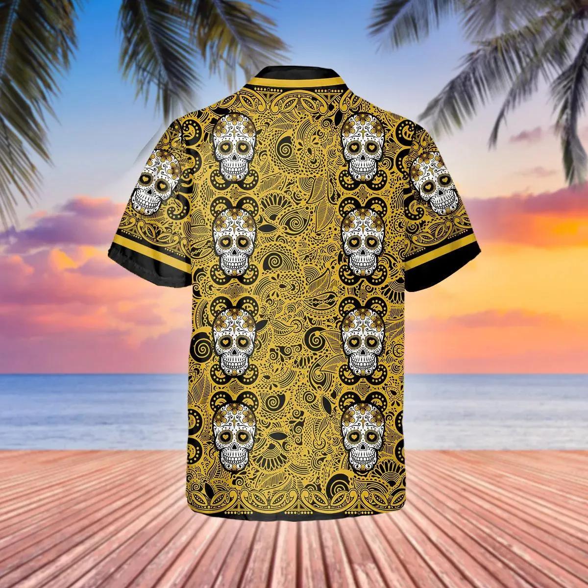 Yellow Pattern Color Skull Hawaiian Shirt – Best Clothing For You