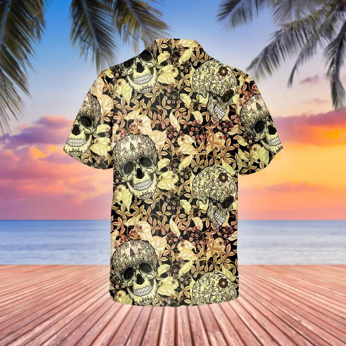 Yellow Plant Seamless Pattern Skull Hawaiian Shirt – Best Clothing For You