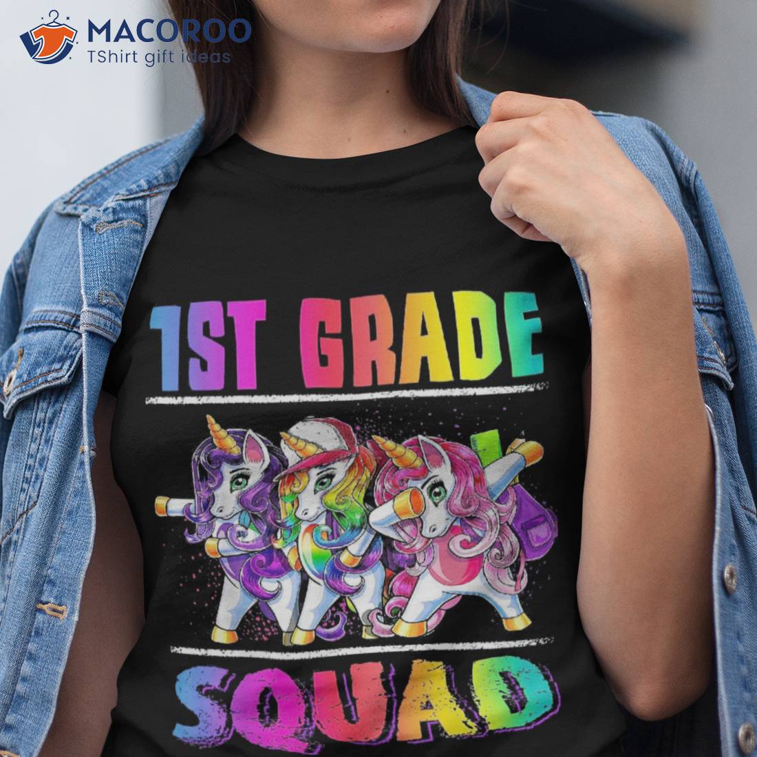 1st Grade Squad Dabbing Unicorn Back To School Backpack Girl Shirt