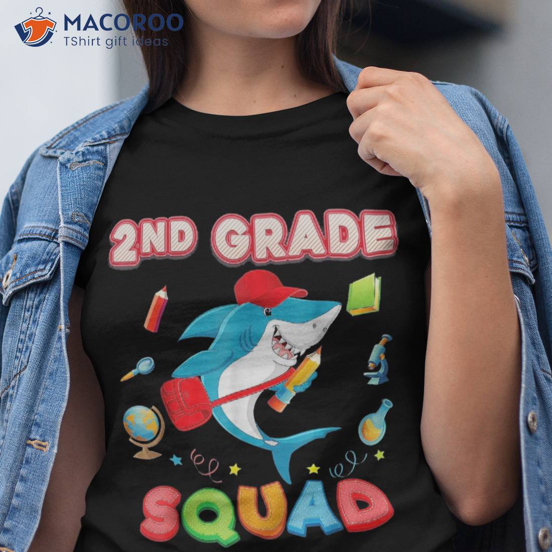 2nd Grade Squad Cute Shark Second Kid Teacher Back To School Shirt