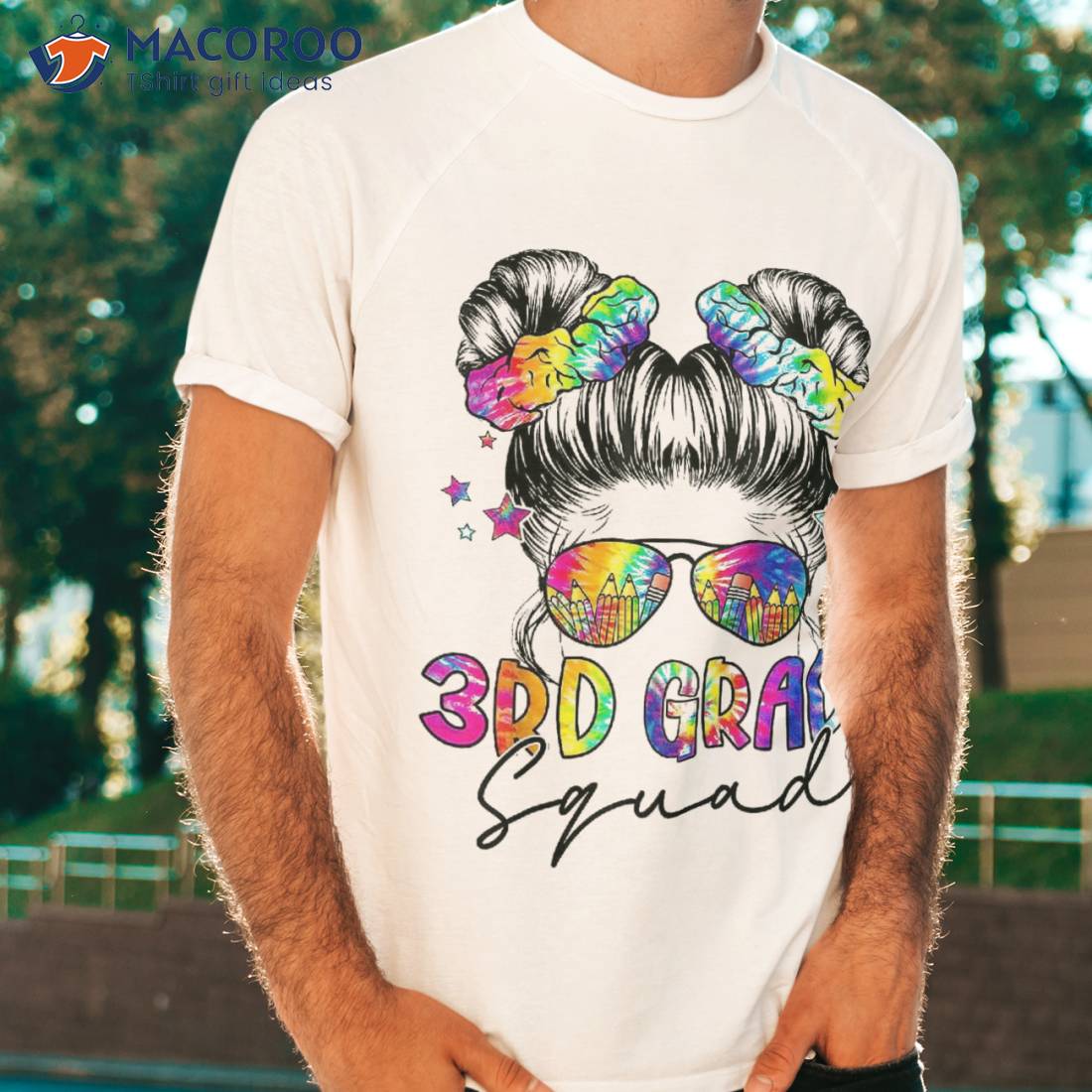 3rd Grade Squad Messy Hair Bun Girl Back To School First Day Shirt