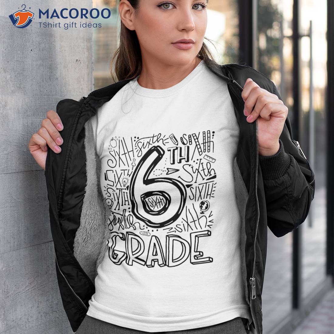 6th Sixth Grade Typography Team Kids Teacher Back To School Shirt