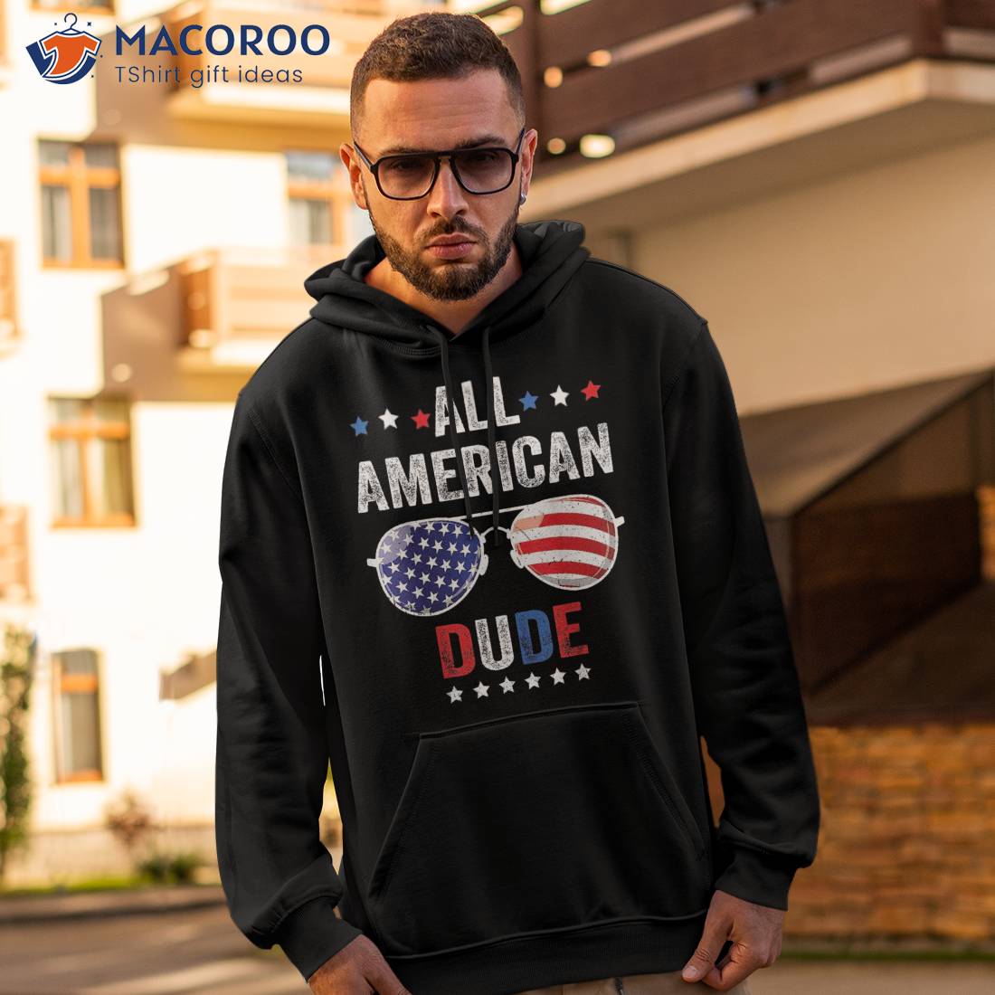 All American Dude Usa Flag 4th Of July Sunglasses Family Shirt