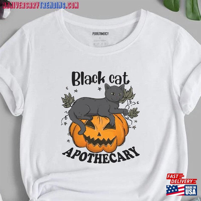 Apothecary Black Cat T-Shirt Halloween Sweatshirt Sweater Hoodie