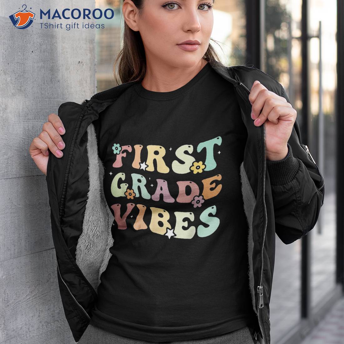 Back To School First Grade Vibes Retro Student Teacher Shirt