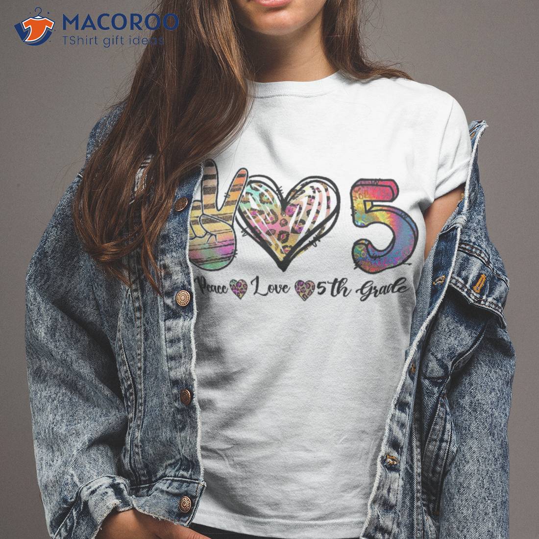 Back To School Peace Love Fifth Grade 5th Teacher Kids Shirt