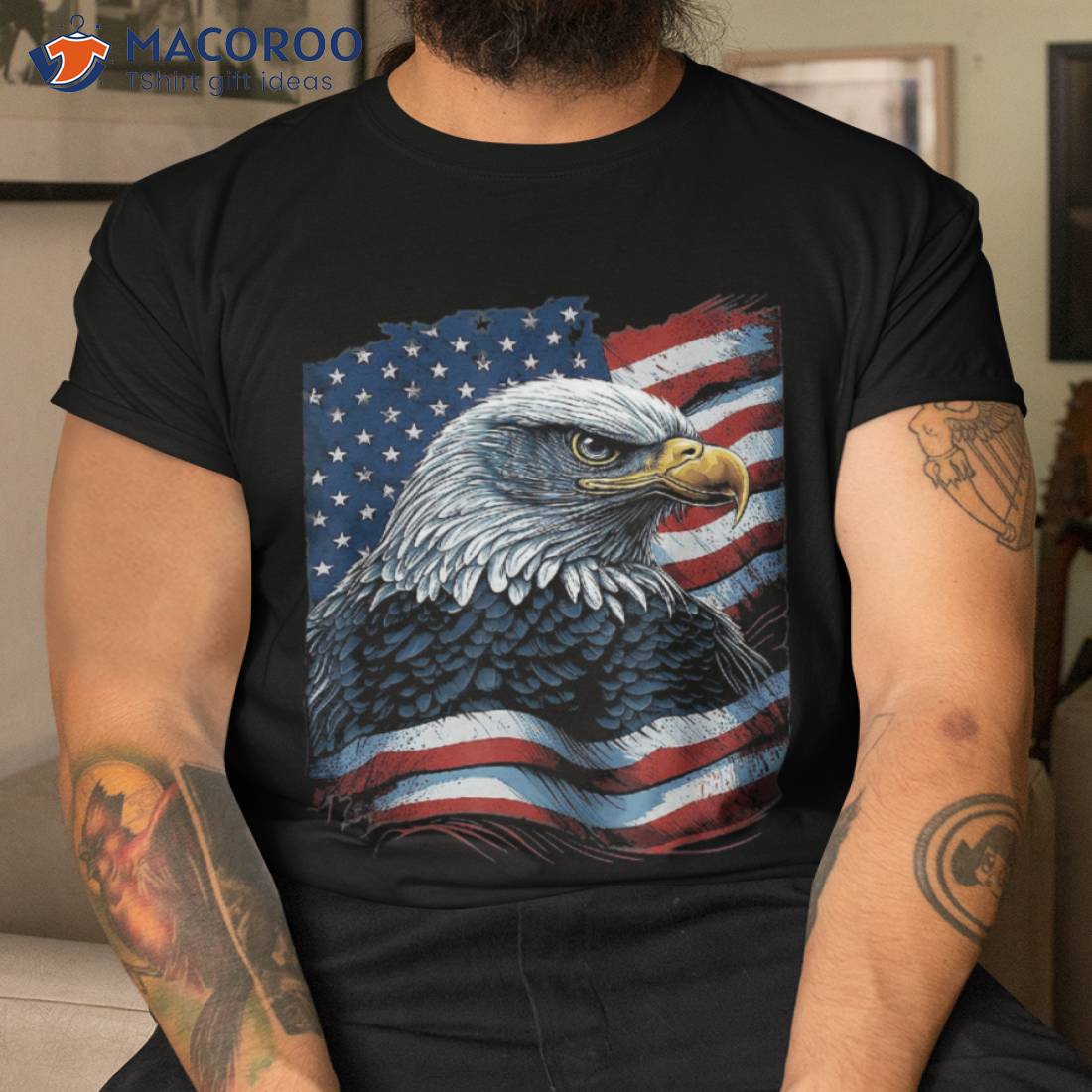 Bald Eagle Proud Patriotic American Us Flag 4th Of July Shirt