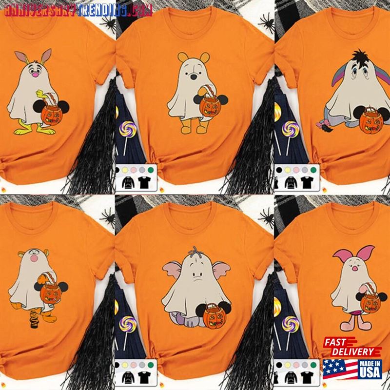 Bear And Friend Characters Halloween Shirt Funny Ghost Spooky Season For Family Group T-Shirt Unisex