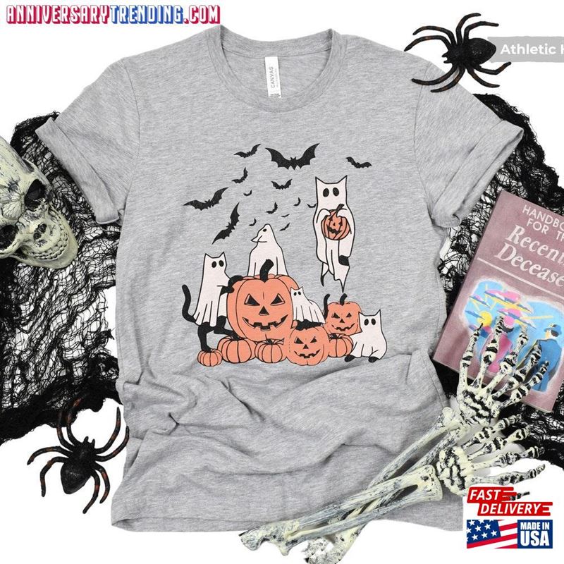 Black Cat Ghosts Halloween Shirt Unisex T-Shirt