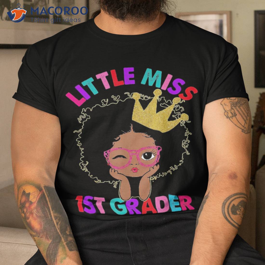 Black Girl Back To School Little Miss 1st Grader Girls Kids Shirt