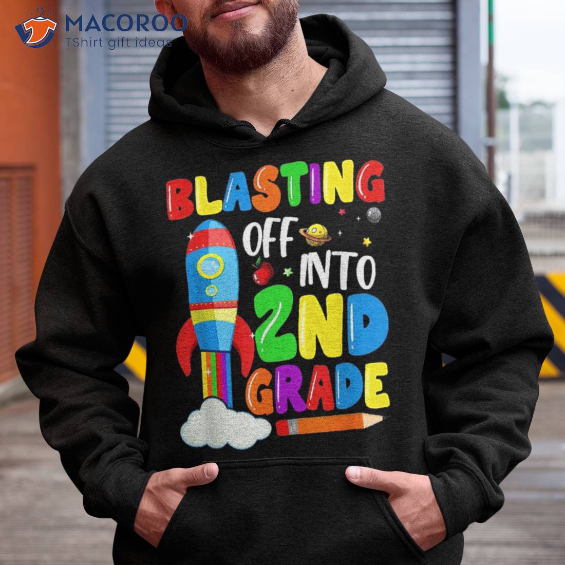 Blasting Off Into 2nd Grade Funny Back To School Boys Kids Shirt