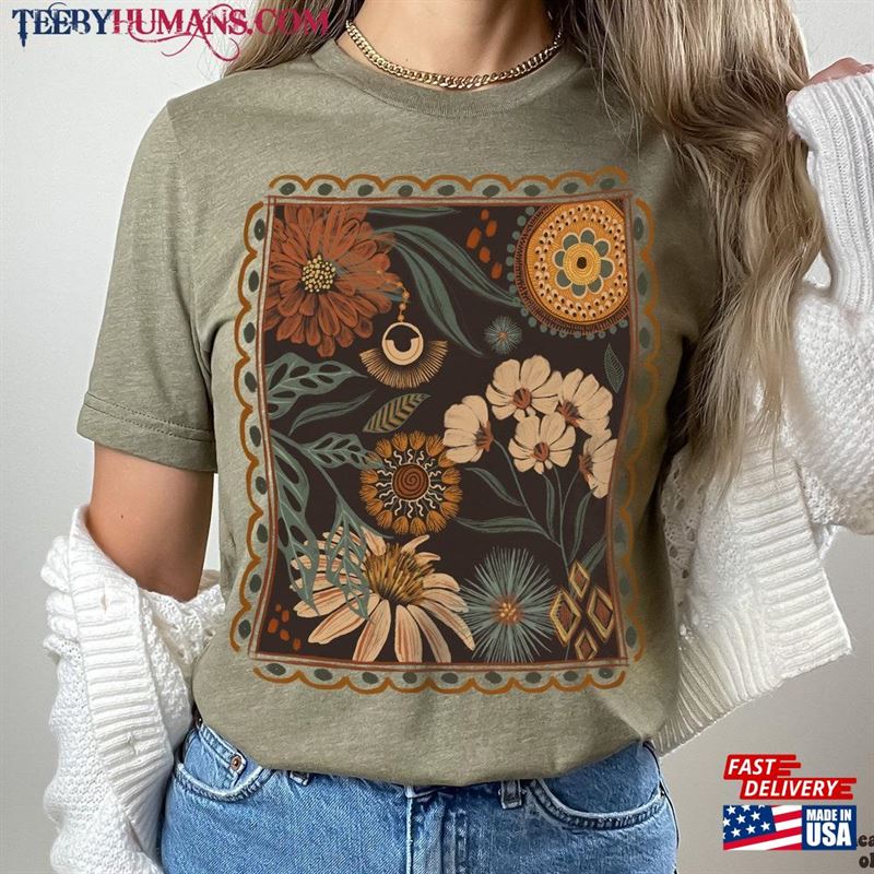 Boho Floral Cottagecore Shirt Fall Flowers Nature T-Shirt Wildflower Garden Sweatshirt Classic