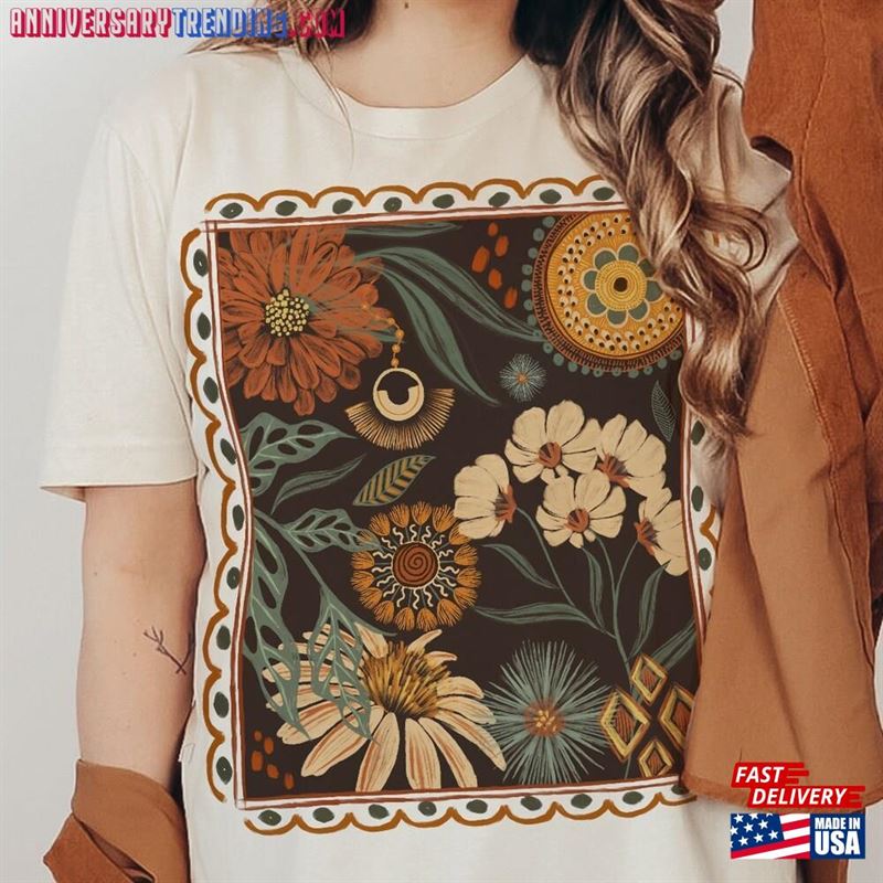 Boho Floral Cottagecore Shirt Fall Flowers Nature T-Shirt Wildflower Garden Unisex Classic