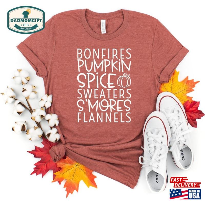 Bonfires Pumpkin Spice Seasonal T-Shirt Shirts Unisex