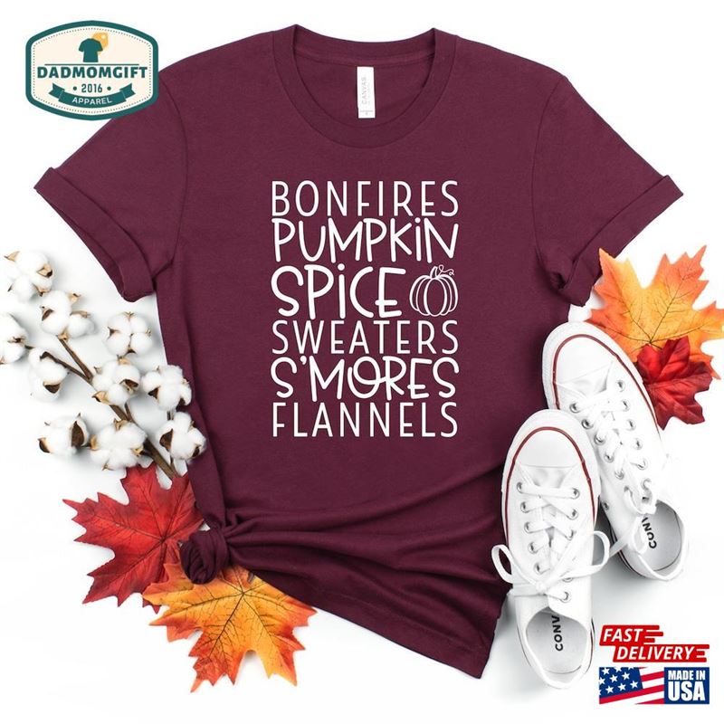 Bonfires Pumpkin Spice Seasonal T-Shirt Shirts Unisex