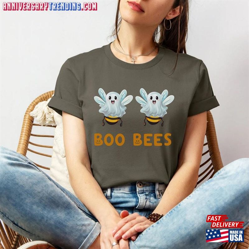 Boo Bees Shirt Cute Funny Halloween Gift For Women Spooky Season Ghost Tee T-Shirt Classic