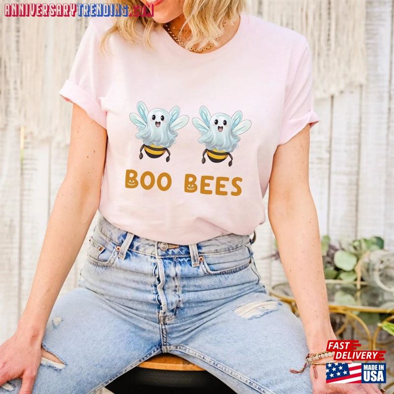 Boo Bees Shirt Cute Funny Halloween Gift For Women Spooky Season Ghost Tee T-Shirt Classic