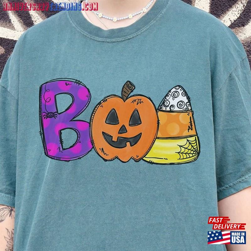 Boo Doodle Letters Shirt Halloween 2023 Party T-Shirt Unisex Hoodie