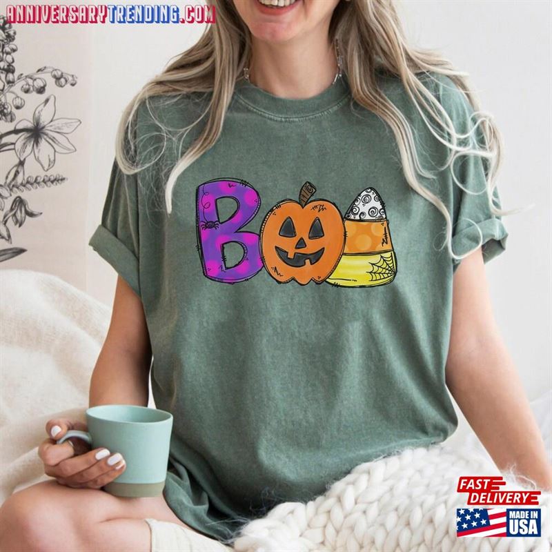 Boo Doodle Letters Shirt Halloween 2023 Party T-Shirt Unisex Hoodie