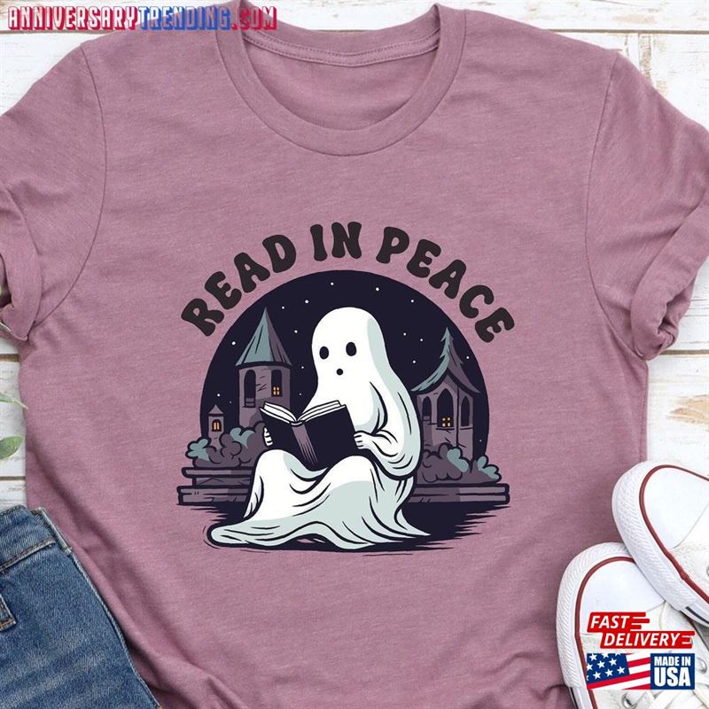 Book Lover Halloween Shirt Funny Ghost Nerd Cute Read Unisex Hoodie