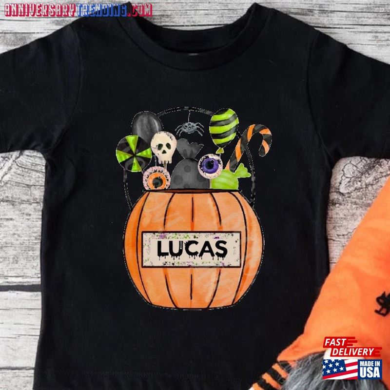 Boys Halloween Shirts Candy Bucket Gift For Unisex Hoodie