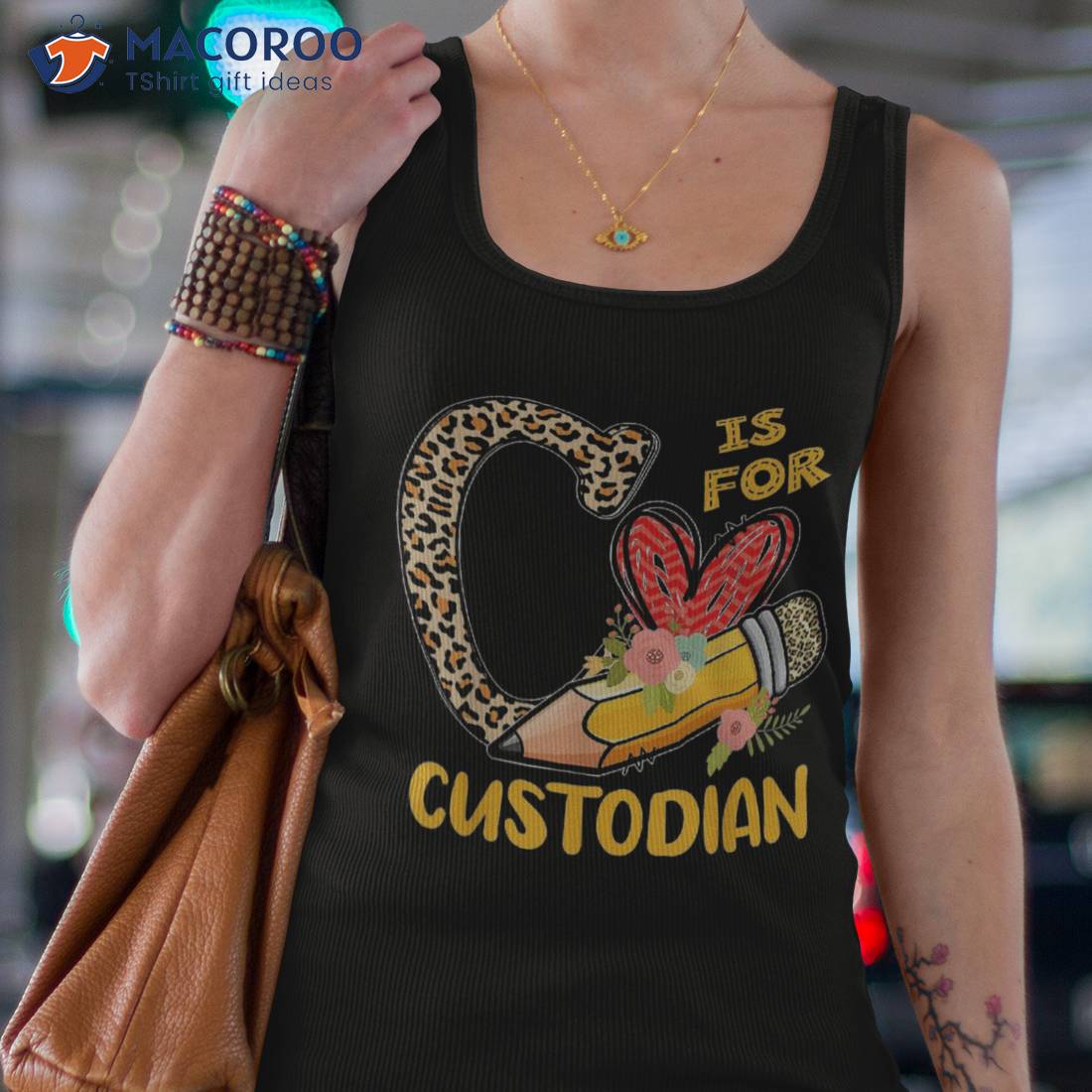 C Is For Custodian Appreciation Leopard Back To School Shirt