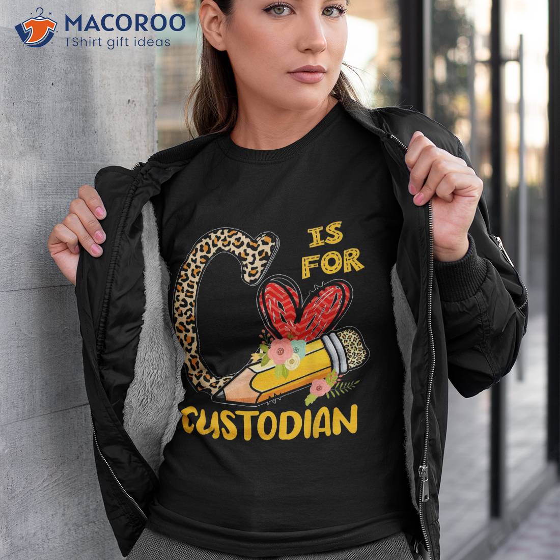 C Is For Custodian Appreciation Leopard Back To School Shirt