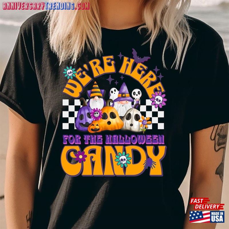 Candy Lover Gnomes Halloween T-Shirt Cute Crewneck Classic Unisex