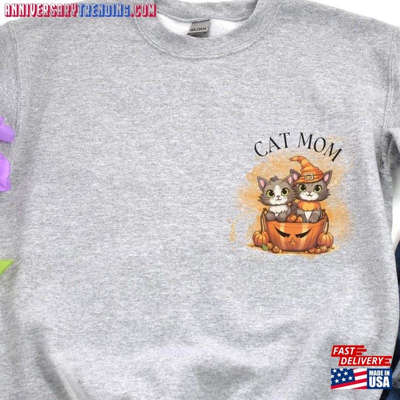 Cat Mom Halloween Shirt Comfort Colors Sweater Black Lover Funny Tee Cute Sweatshirt Unisex