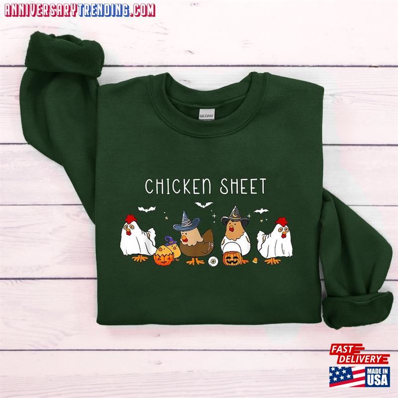 Chicken Halloween Shirt Ghost Chickens Tee Spooky Season Sweatshirt Unisex